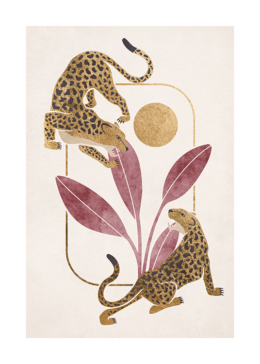  – Illustration de deux léopards sur un fond dans le thème de la savane