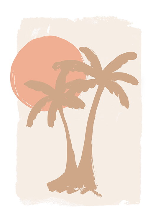  – Affiche de style peinture représentant des palmiers au soleil