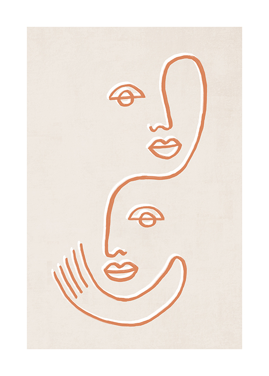  – Affiche de line art représentant deux visages