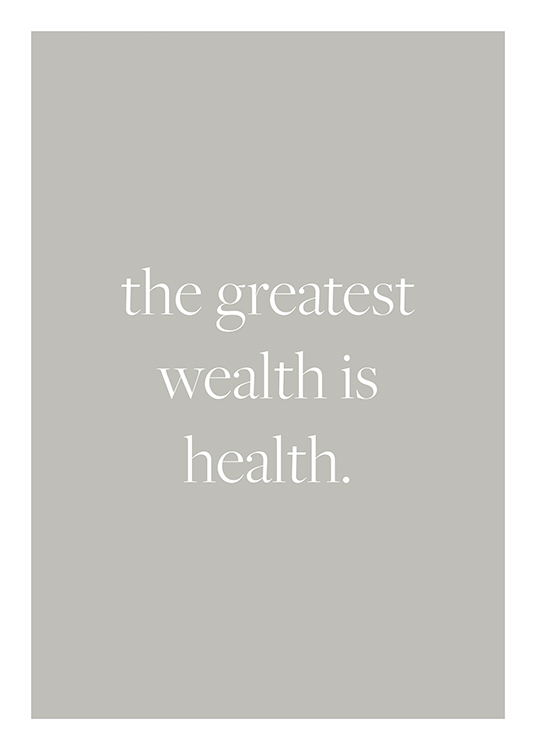 Health Is Wealth Affiche Citation Sur La Sante Synonyme De Richesse Desenio Fr