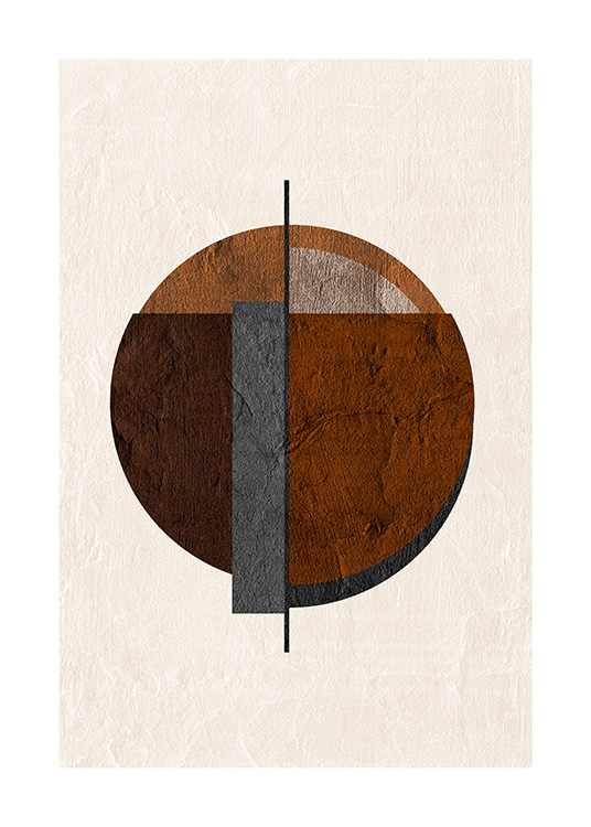  – Illustration graphique avec un cercle abstrait gris et marron sur un fond clair