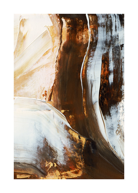 – Peinture abstraite réalisée à l’origine en marron, gris clair et beige acrylique