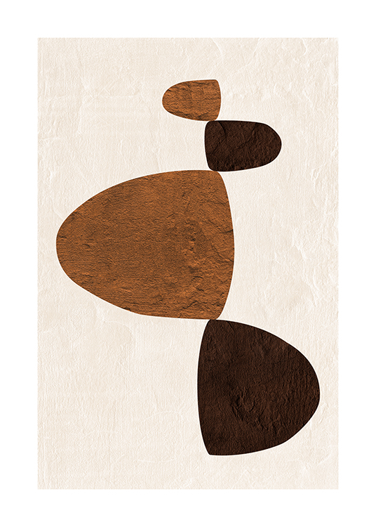 – Illustration graphique avec des formes abstraites en marron clair et marron foncé sur un fond beige clair