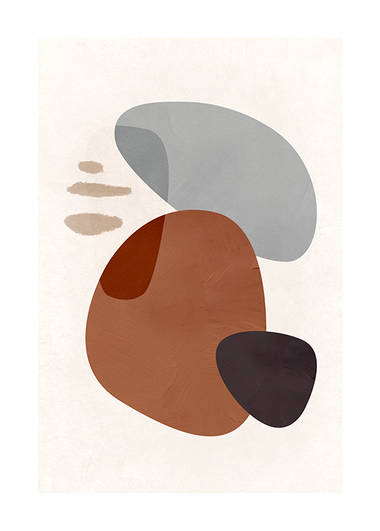 – Illustration graphique avec des formes abstraites marron et grises sur un fond clair