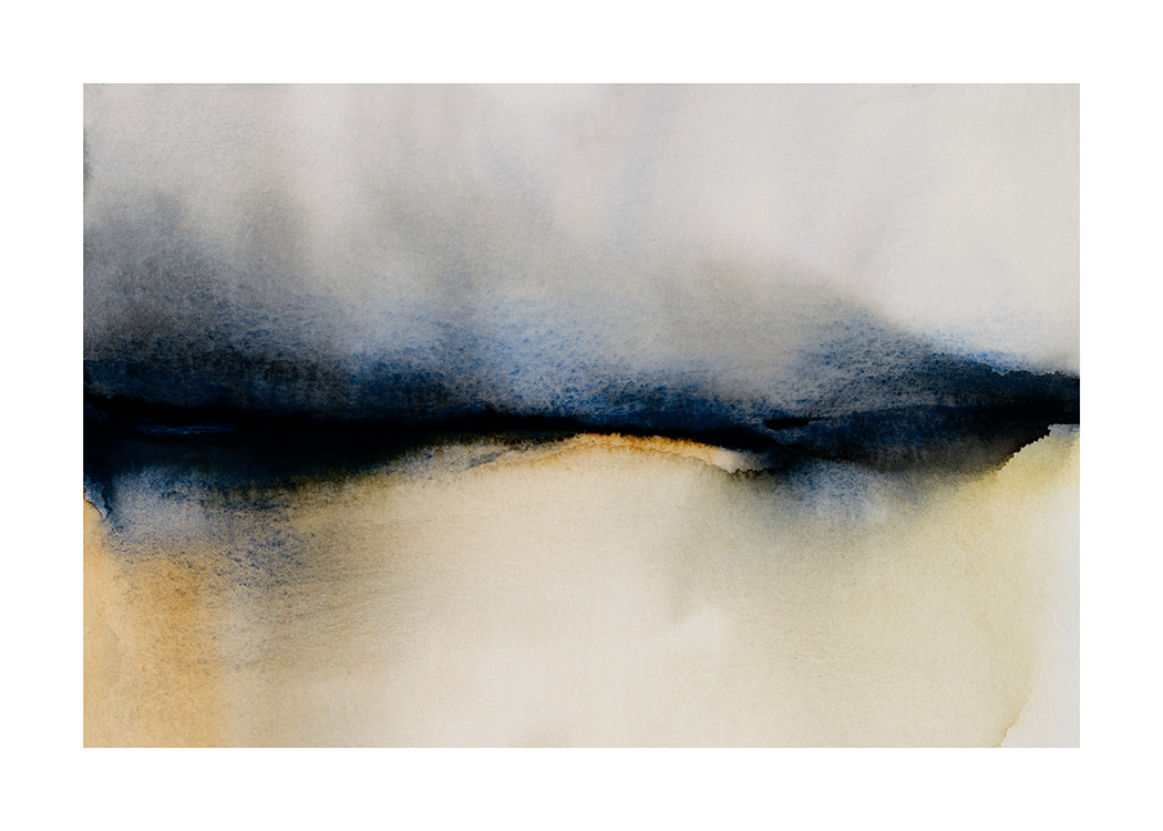 – Affiche abstraite à l’aquarelle au format paysage avec des couleurs calmes entremêlées