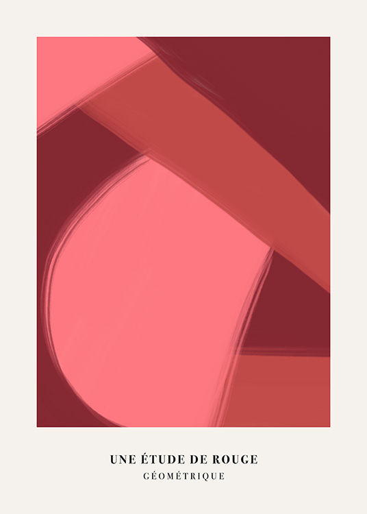– Affiche abstraite avec des lignes et des formes dans différentes nuances de rose