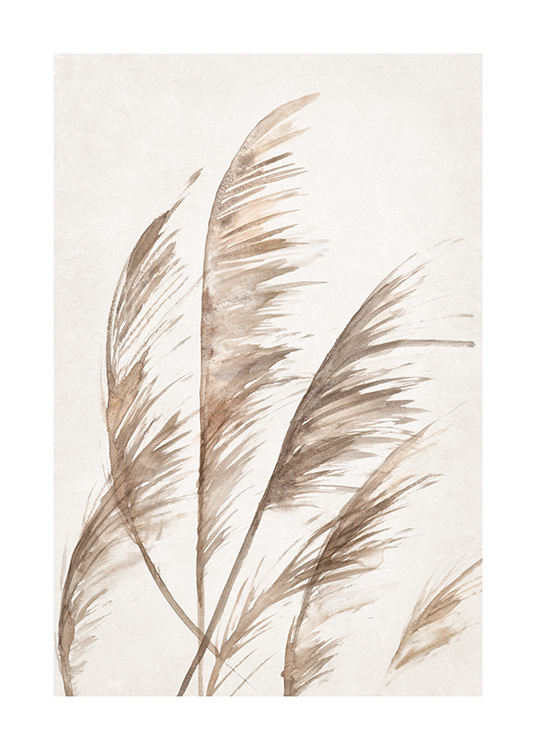 – Affiche d’herbe sèche au vent dans des tons beiges