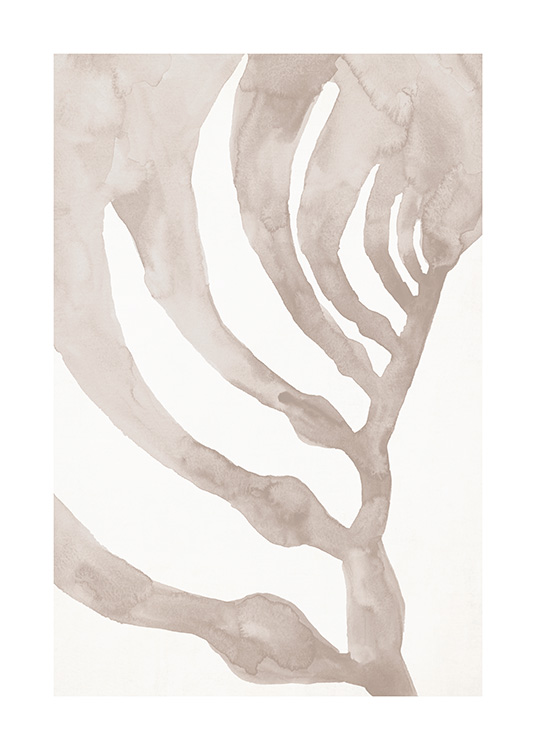 – Illustration à l’aquarelle d’algues beiges sur un fond beige