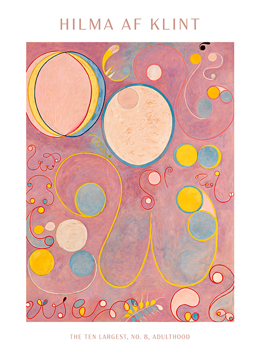– Hilma Af Klint - The Ten Largest, No. 8, Adulthood, une superbe affiche abstraite rose de l'artiste Hilma Af Klint