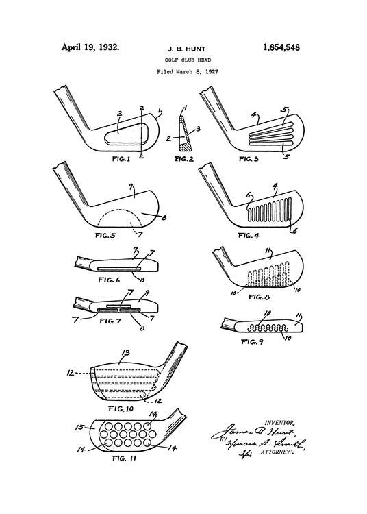 Golf Club Patent Affische / Noir et blanc chez Desenio AB (2133)