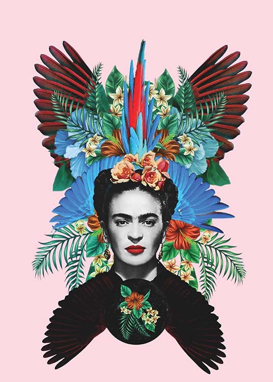 – Poster exclusif d'un portrait de l'artiste mexicaine mondialement connue Frida Kahlo