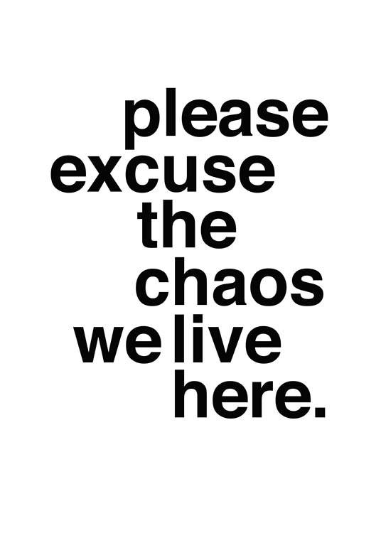 Please Excuse The Chaos Affiche / Affiche citation chez Desenio AB (2479)