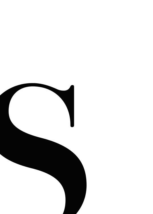  – Poster simple avec la lettre S en noir et blanc