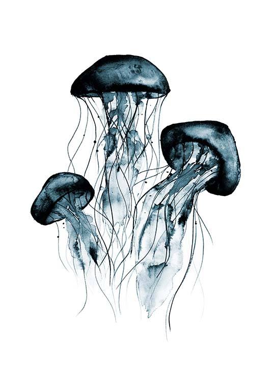 Jellyfish Watercolor Affiche / Insectes et animaux chez Desenio AB (2920)