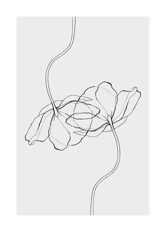 Line Poppies Affiche / Noir et blanc chez Desenio AB (3603)