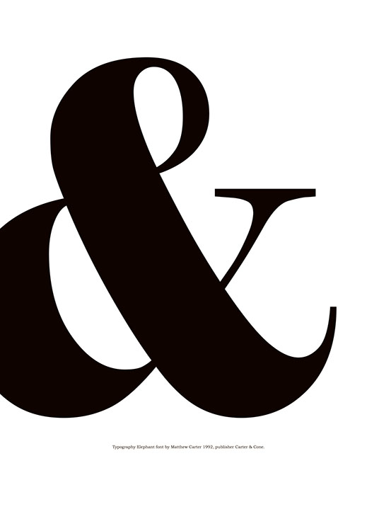  – Affiche typographique en noir et blanc avec une grande esperluette et un texte en dessous