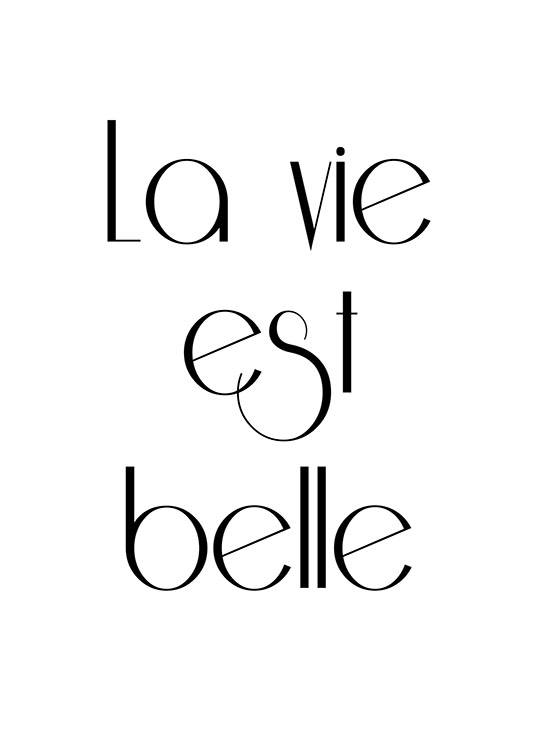 La Vie Est Belle, Poster / Noir et blanc chez Desenio AB (7384)