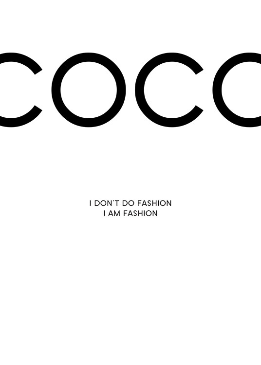  – Affiche de texte en noir et blanc avec une citation de Coco Chanel