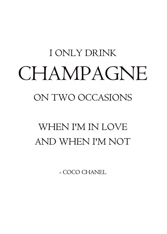 I Only Drink Champagne, Posters / Affiche citation chez Desenio AB (7604)