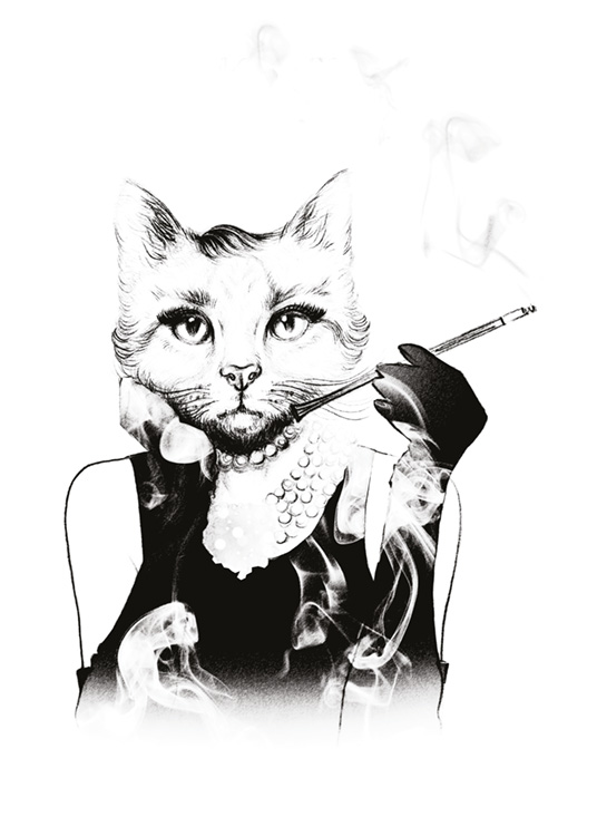 Illustration Retro D Un Chat De Style Audrey Hepburn Desenio Fr