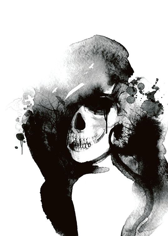 Beauty Skull, Poster / Noir et blanc chez Desenio AB (7721)