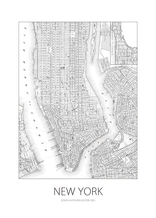 New York Map, Poster / Cartes et villes chez Desenio AB (7753)