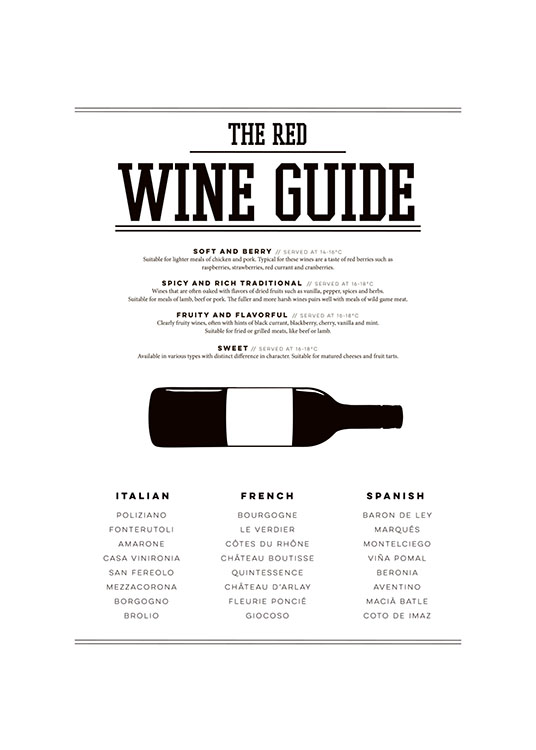Red Wine Guide, Posters / Noir et blanc chez Desenio AB (7802)