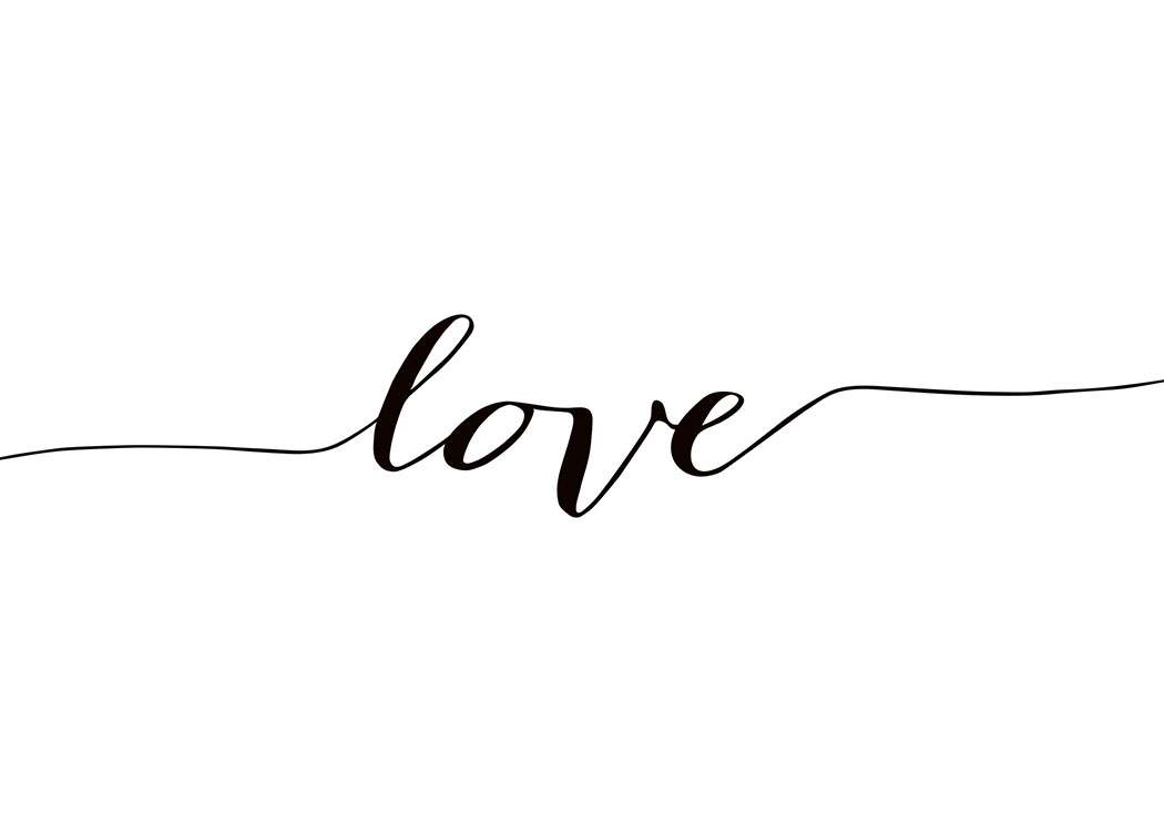 – Affiche de texte en noir et blanc avec le mot « Love » et des lignes s’étendant sur les côtés