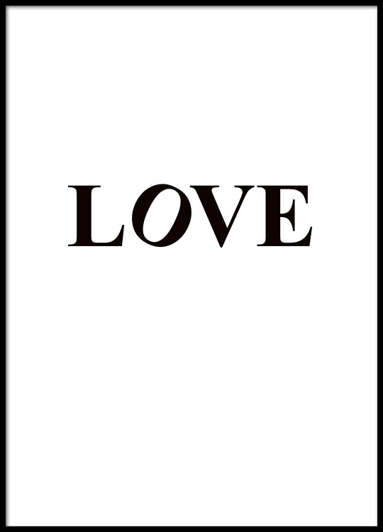 Affiche noir  et  blanc  avec le texte  Love 