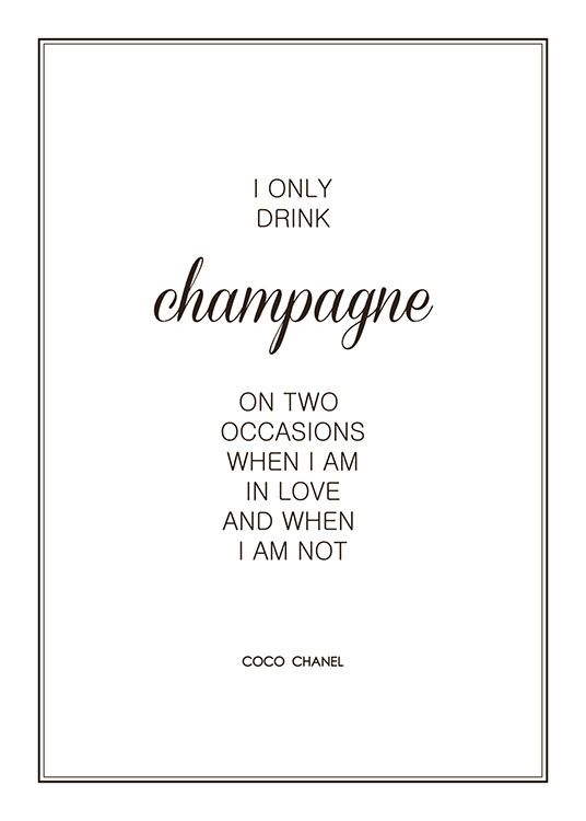 Affiche Sur Le Champagne Avec Citation De Chanel Desenio Fr