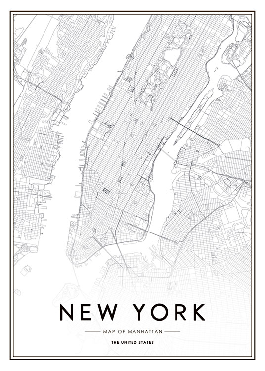New York Map Affiche / Noir et blanc chez Desenio AB (8128)