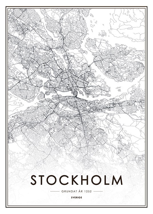 Stockholm, Affiche / Noir et blanc chez Desenio AB (8131)