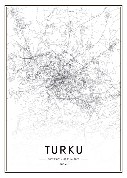 Affiche Avec Carte De Turku Desenio Fr