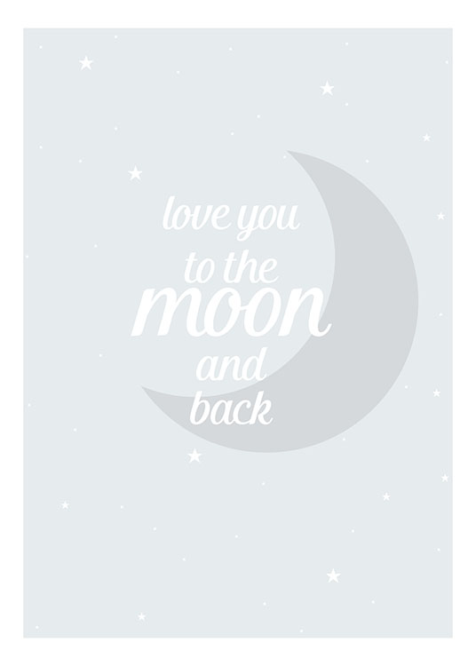 Moon And Back Blue, Affiche / Posters pour enfants chez Desenio AB (8462)