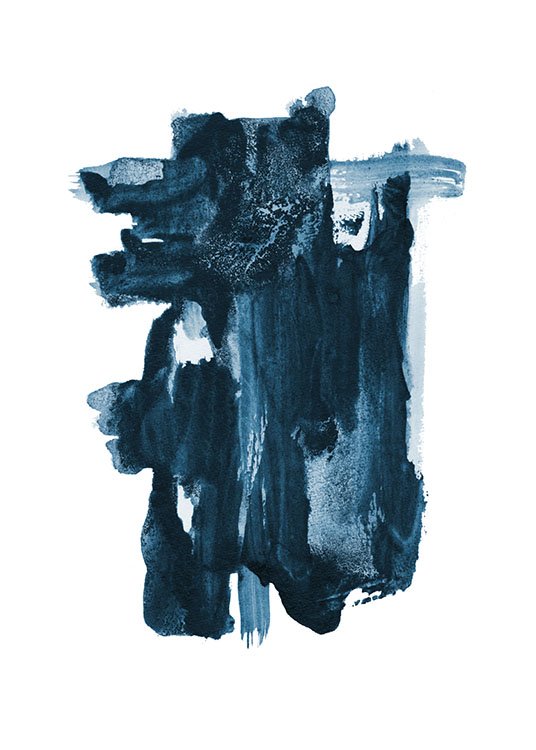  – Peinture avec une forme bleue abstraite peinte sur un fond blanc