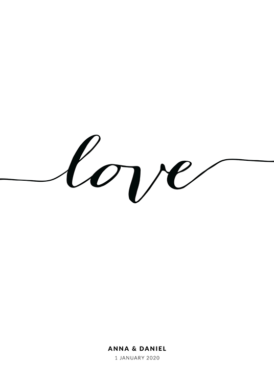  – Ligne noire formant le mot « Love » au milieu, sur un fond blanc