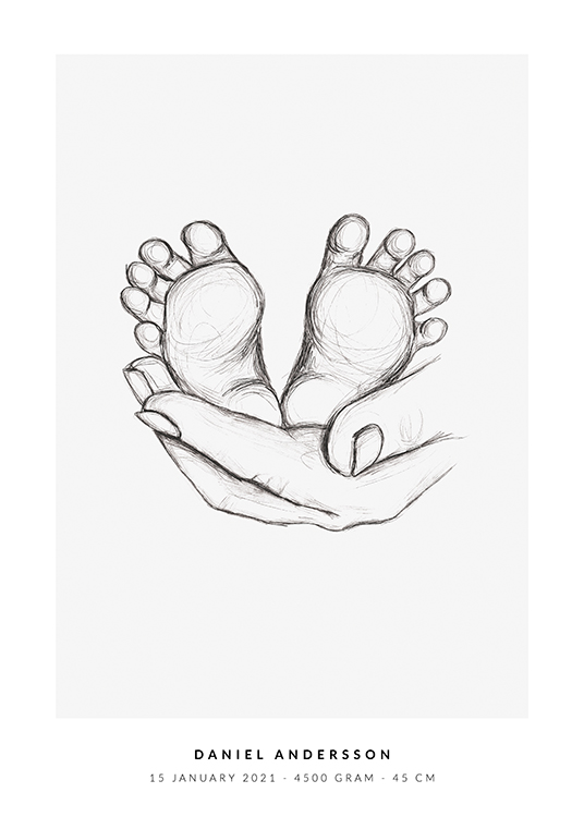  – Illustration de deux de pieds de nourrisson tenus par une main