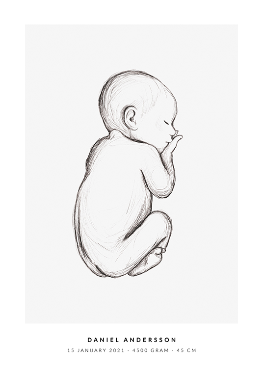  – Illustration d’un petit bébé pelotonné et endormi