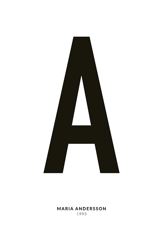 – Affiche de texte minimaliste avec la lettre A et un texte plus petit en dessous sur un fond blanc
