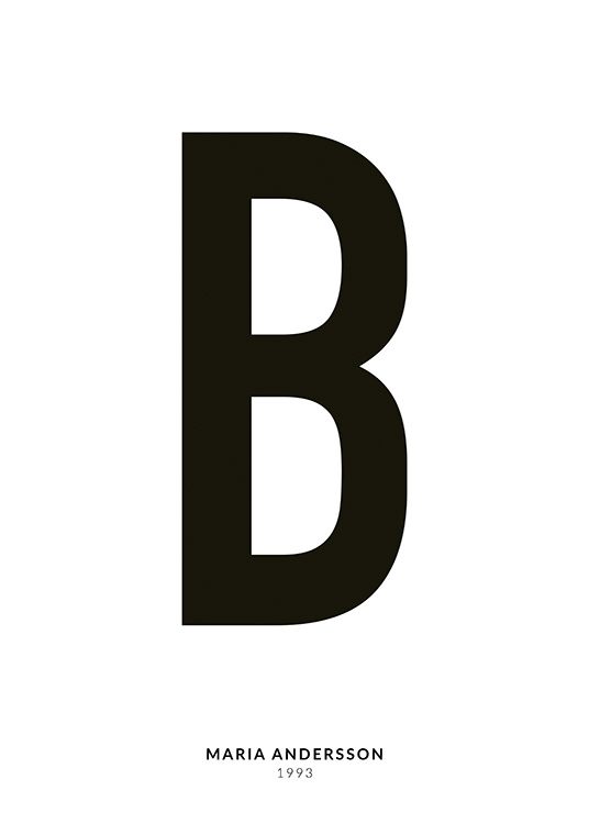 – Affiche de texte minimaliste avec la lettre B et un texte plus petit en dessous sur un fond blanc