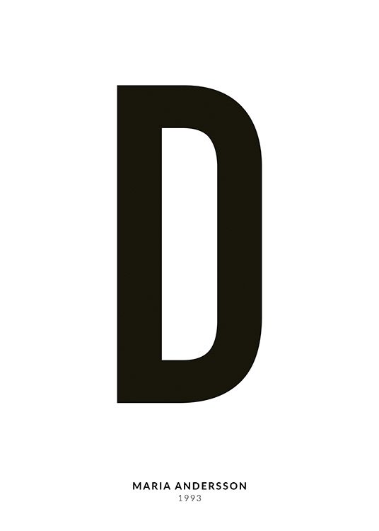 – Affiche de texte minimaliste avec la lettre D et un texte plus petit en dessous sur un fond blanc
