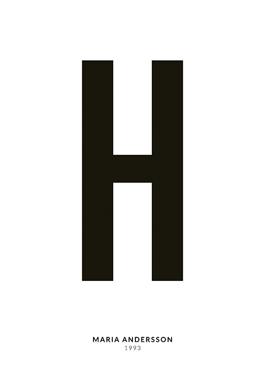 – Affiche de texte minimaliste avec la lettre H et un texte plus petit en dessous sur un fond blanc