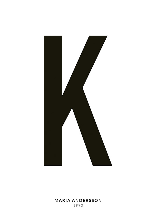 – Affiche de texte minimaliste avec la lettre K et un texte plus petit en dessous sur un fond blanc