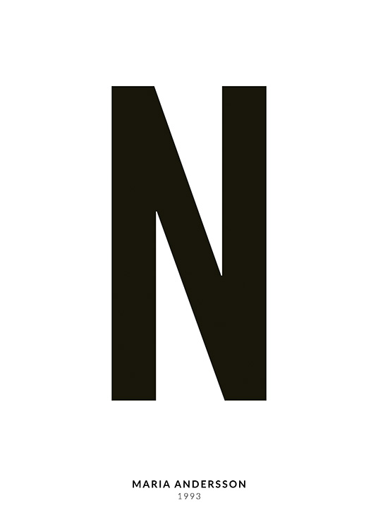 – Affiche de texte minimaliste avec la lettre N et un texte plus petit en dessous sur un fond blanc