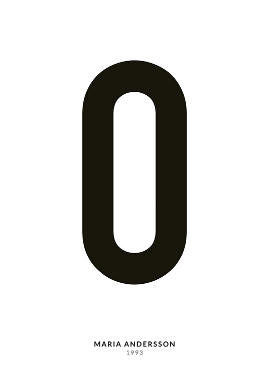 – Affiche de texte minimaliste avec la lettre O et un texte plus petit en dessous sur un fond blanc