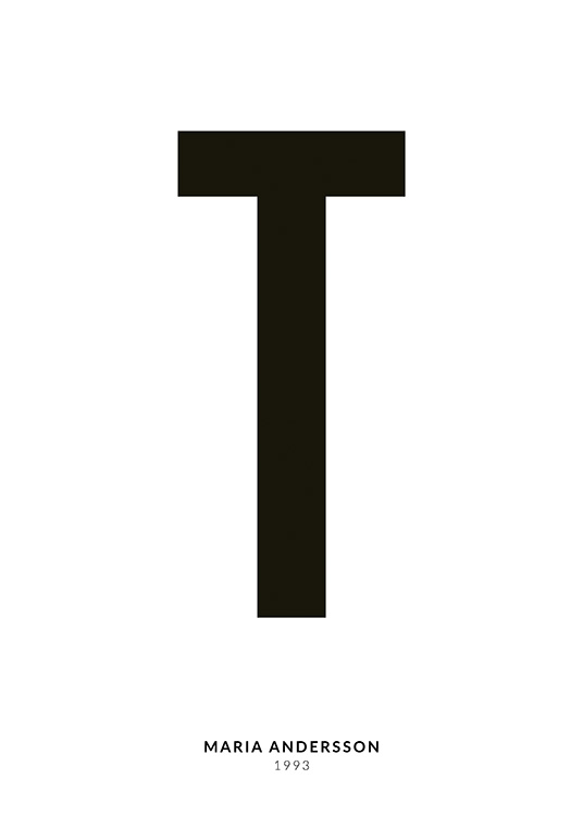– Affiche de texte minimaliste avec la lettre T et un texte plus petit en dessous sur un fond blanc