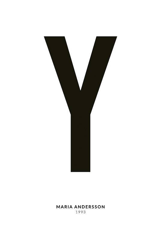 – Affiche de texte minimaliste avec la lettre Y et un texte plus petit en dessous sur un fond blanc
