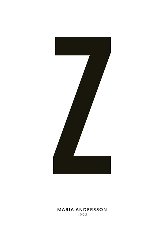 – Affiche de texte minimaliste avec la lettre Z et un texte plus petit en dessous sur un fond blanc