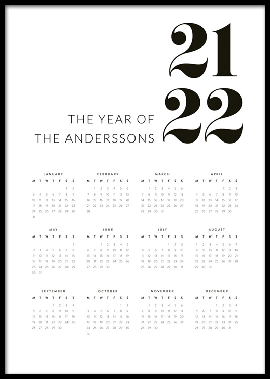 Calendar 2022 Personal Affiche