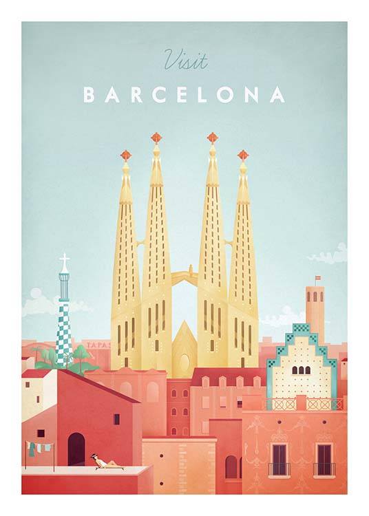 Barcelona Travel Affiche / Vintage chez Desenio AB (pre0006)